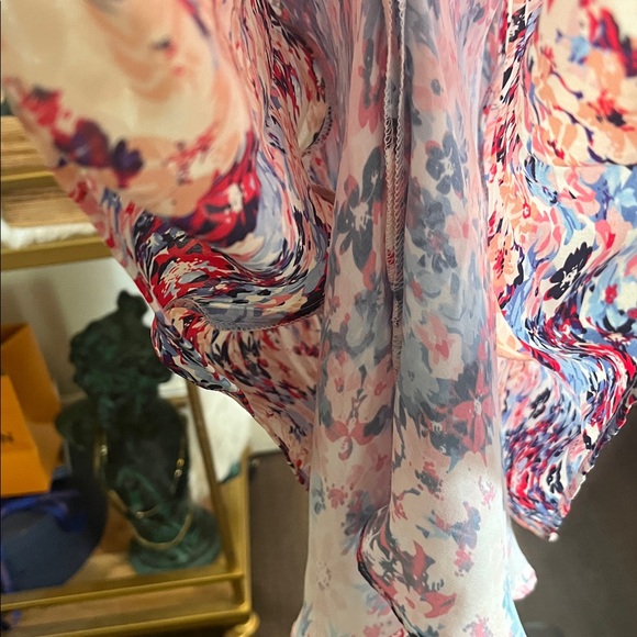 PARKER 100% SILK FLORAL CRISS CROSS FRONT STRAPPY FLOWY DRESS SIZE MEDIUM - Picture 15 of 16